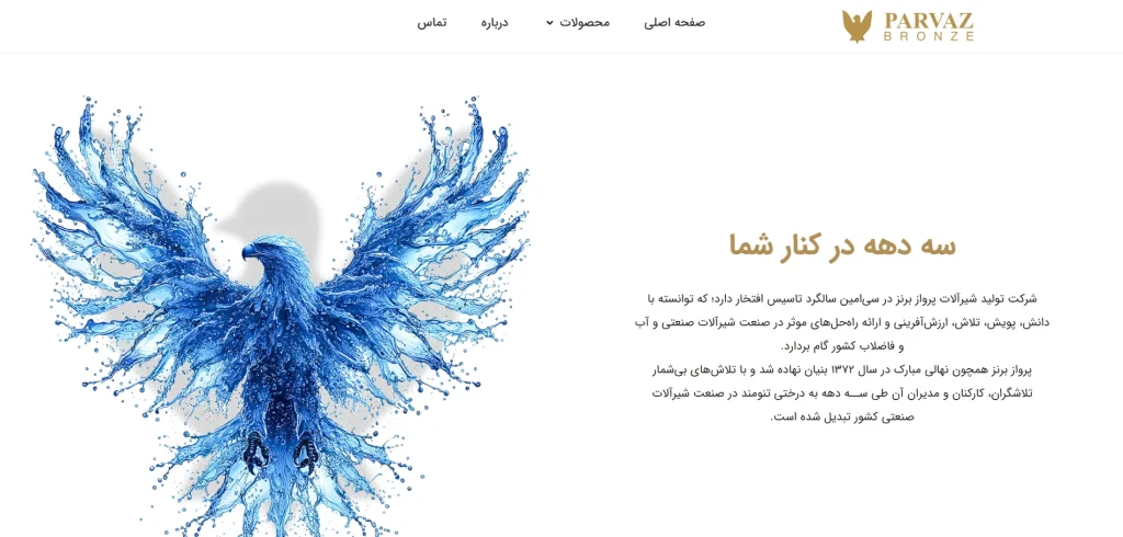 نمونه کار طراحی سایت شیرآلات پرواز برنز